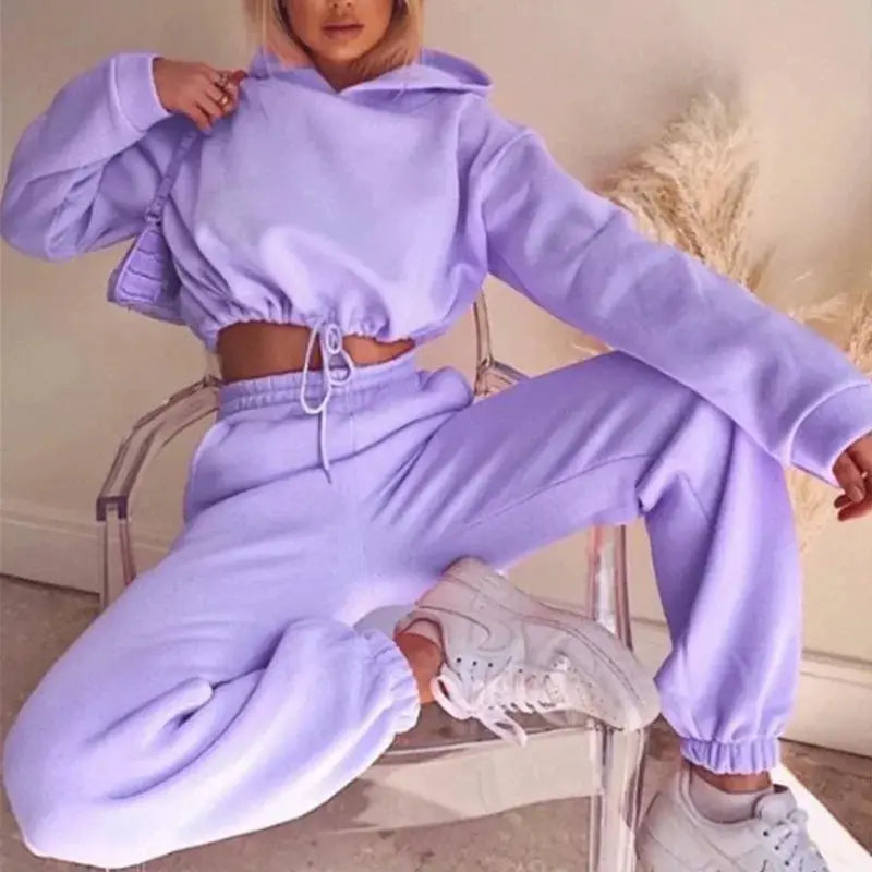 Fashion Trend Womens Long Sleeve Sports Casual Two Piece Set Lightweight Knit Blend With Stretch For Comfort