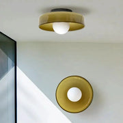 Nordic glass lighting set: 2 amber glass fixtures with white bulbs (ceiling light and wall lamp) by Simples Market