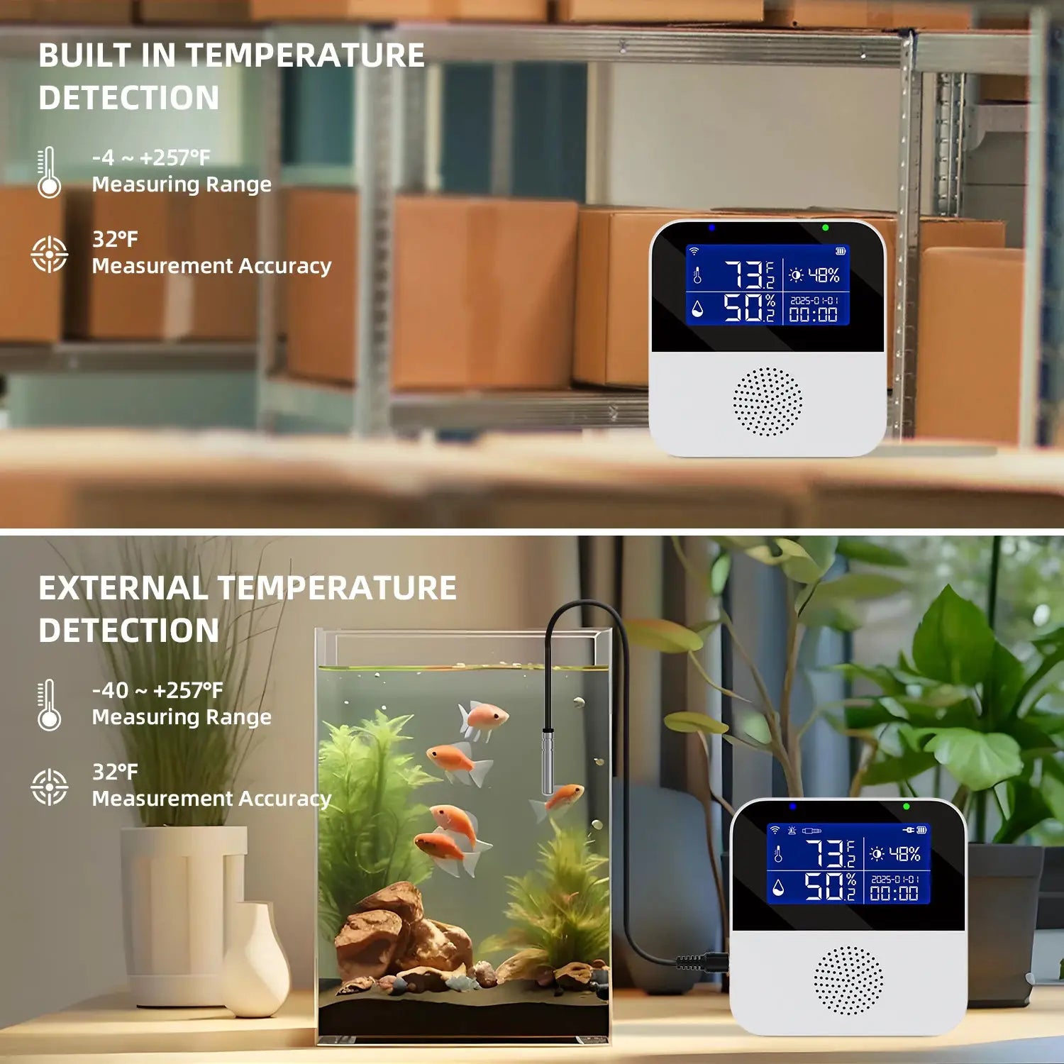Haozee Tuya Smart WiFi Temperature And Humidity Sensor With Backlit LCD Display Indoor Thermometer Hygrometer