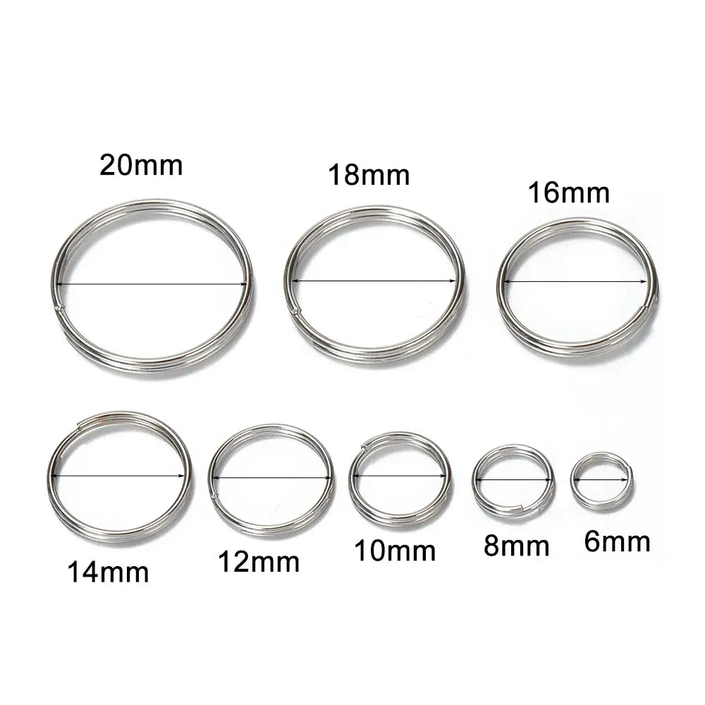 50 Pieces Key Ring Connectors For DIY Keychain Making Findings Rhodium Plated Iron Alloy Round
