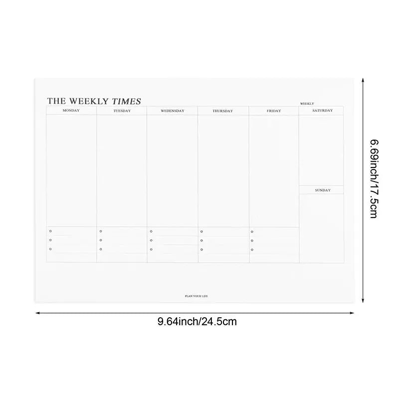 Simples Market weekly planner notebook, white undated agenda with weekly grid layout