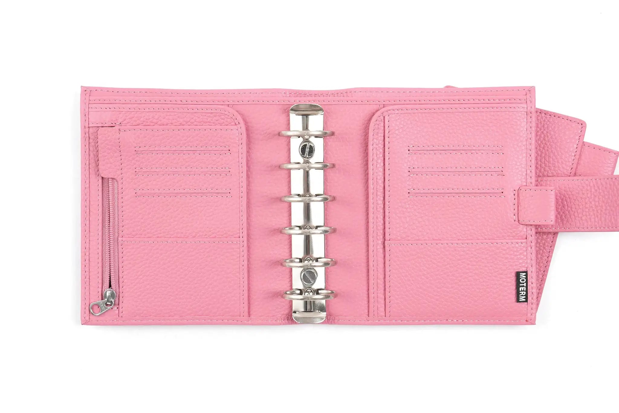 Moterm Luxe 2.0 Pocket Size Planner in pink pebbled leather with 30mm ring binder by Simples Market