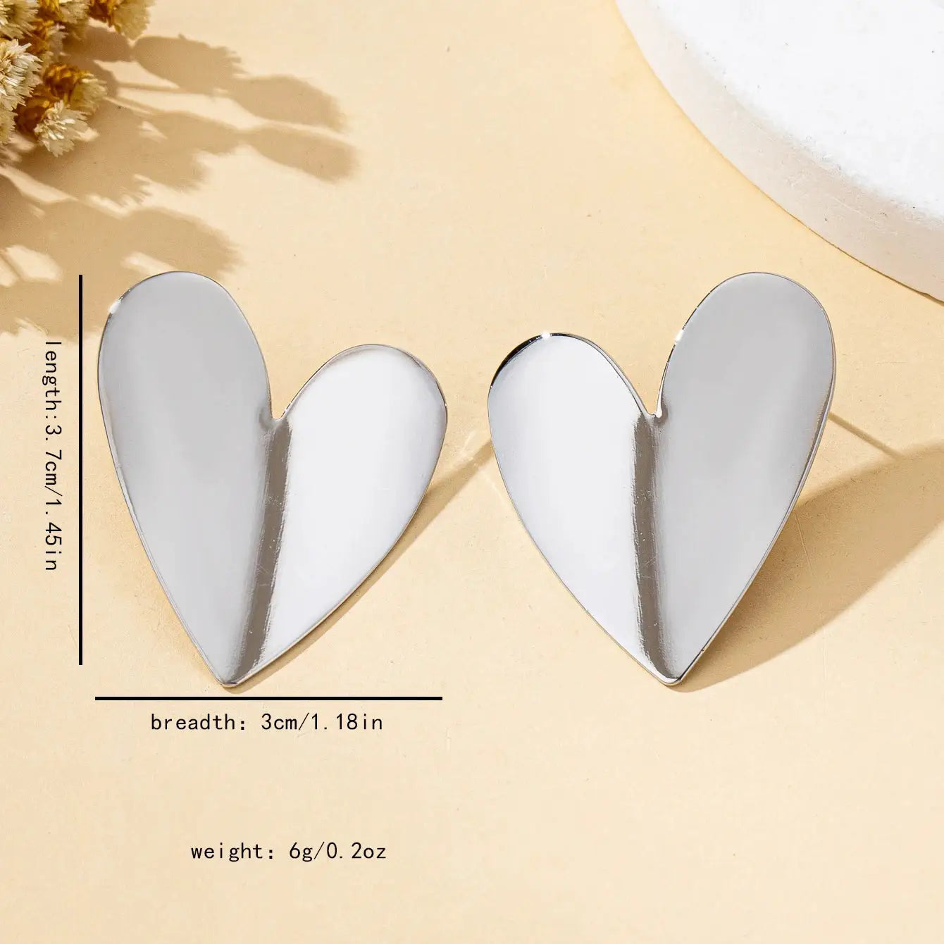 Smooth Irregular Heart Shaped Earrings For Women Elegant Stud Jewelry For Everyday And Vacation Wear