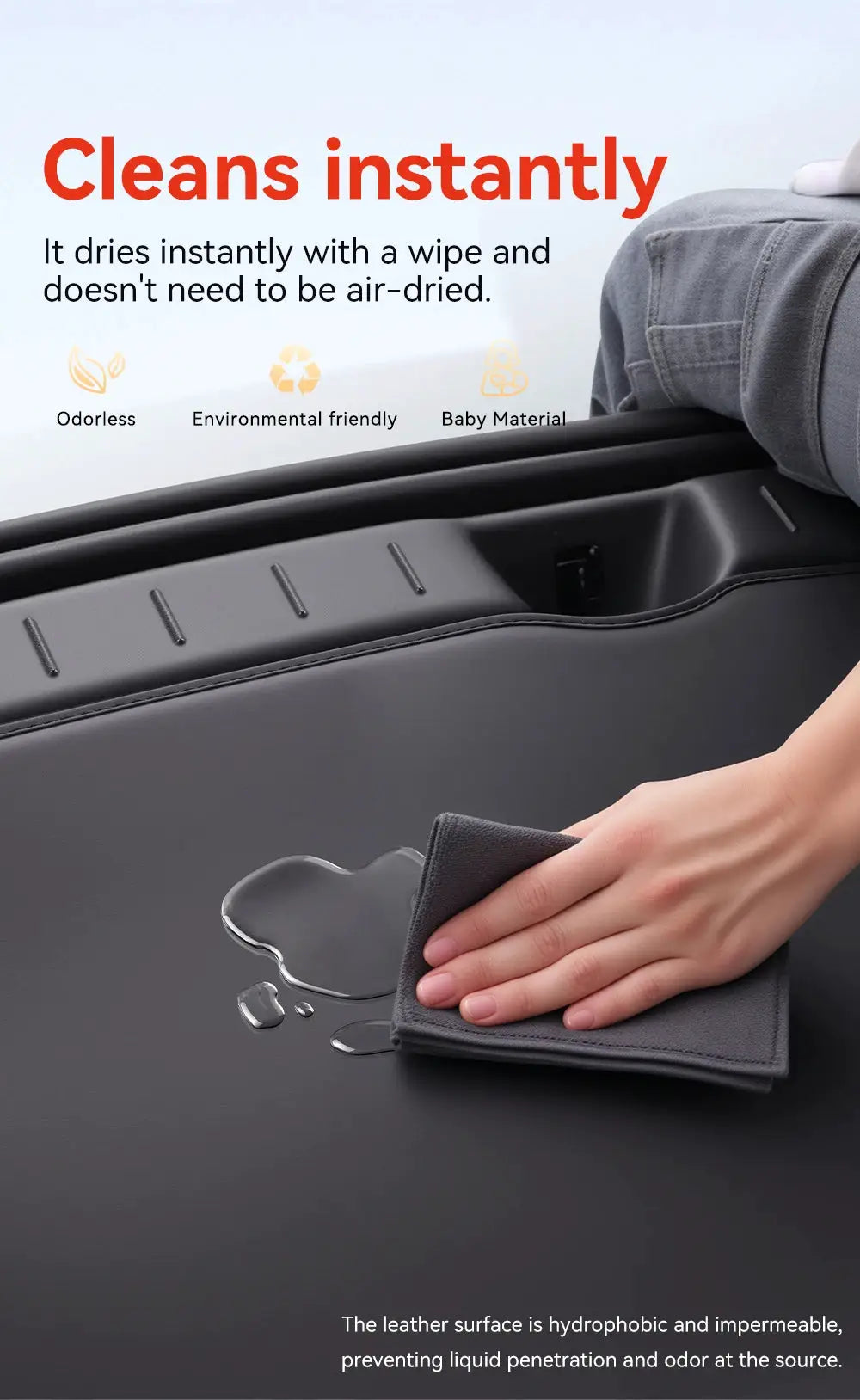 Trunk liner for Tesla Model YL Juniper 2026 by Simples Market, Nappa leather, all-weather anti-scratch.
