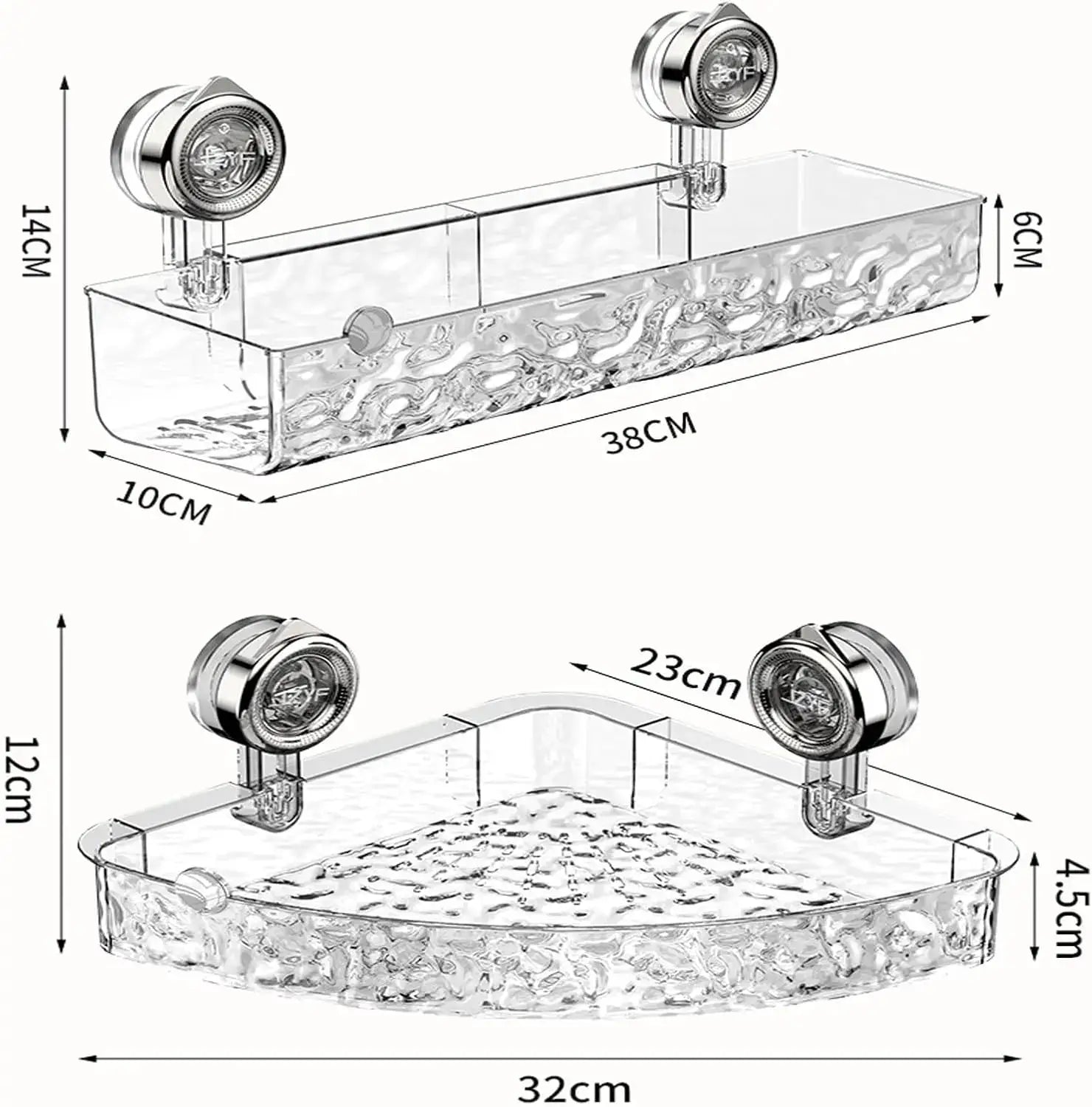 Corrugated suction cup storage holder by Simples Market with glacier pattern for no-drill bathroom organization.