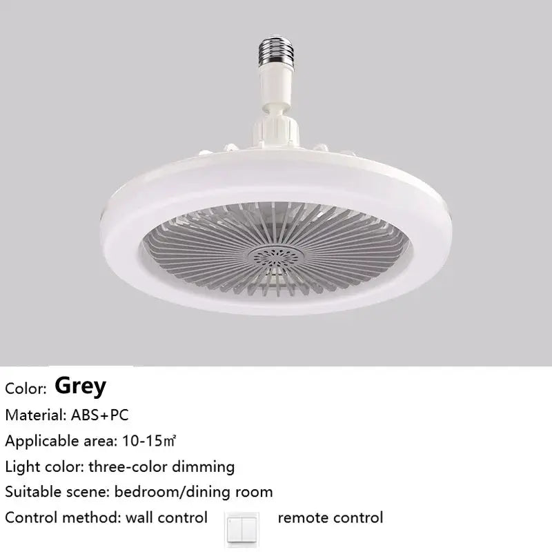 IRALAN modern ceiling fan with LED light, grey ABS+PC, Simples Market remote control