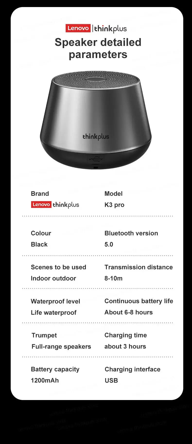 Lenovo thinkplus K3 Pro Bluetooth speaker with silver body and black base