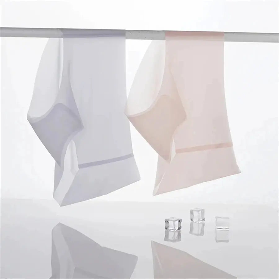 Ice Silk seamless women's underwear, white and pale pink, quick-dry breathable briefs, 2-piece set
