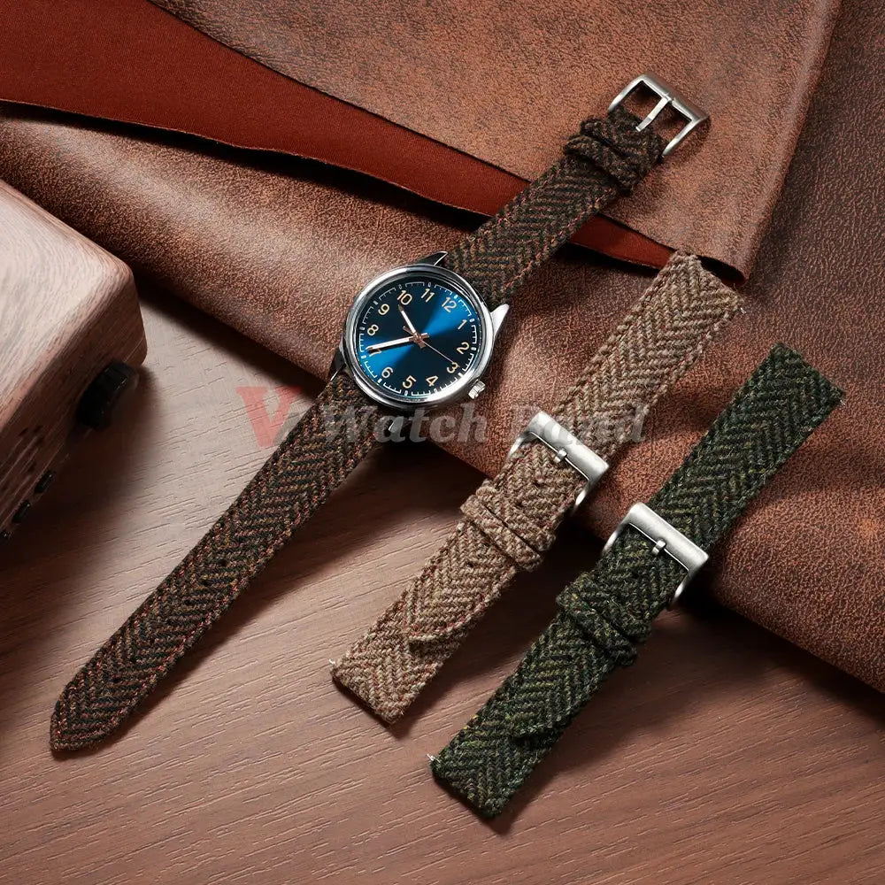 HeritageForge Quick Release Weave Bracelet For Omega And Seiko Vintage Cowhide Tweed Nylon Strap 18mm 20mm 22mm
