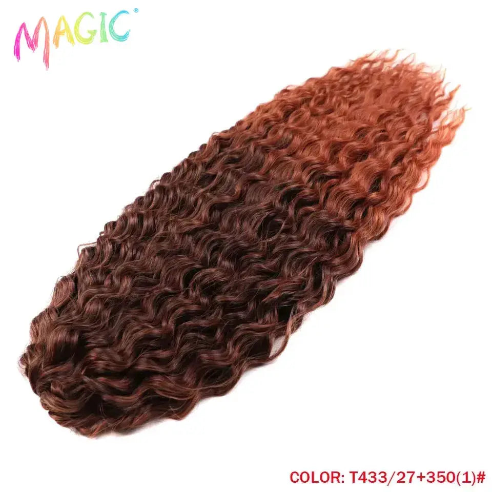 Magic Ariel Curl crochet hair extension in ombre brown-to-blonde, 22 inch deep wave