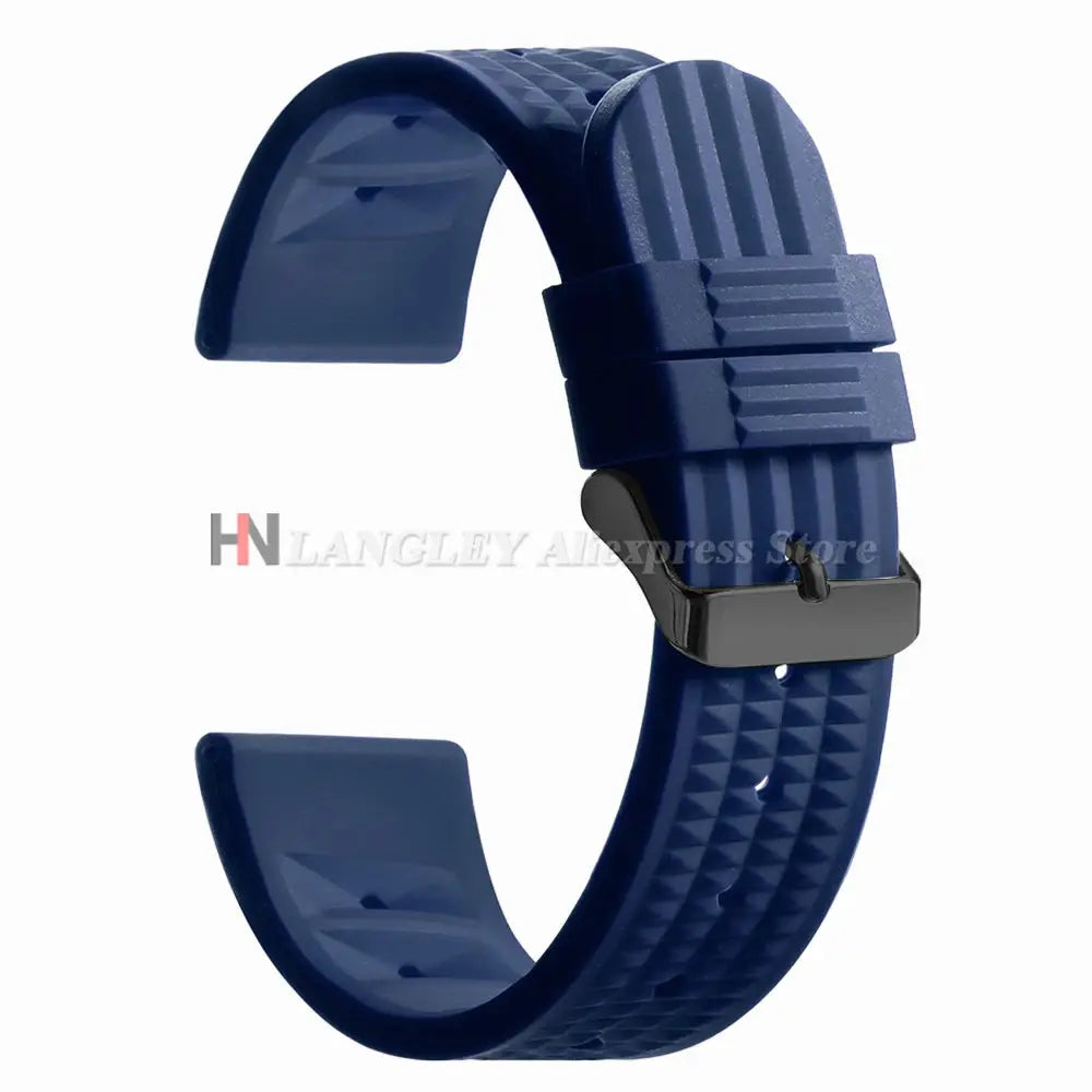 Watchdives Soft Rubber Waffle Strap 20mm 22mm Silicone Diver Watchband For Seiko SKX007 Waterproof