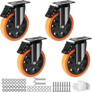 SucceBuy 2 to 6 Inch PVC Caster Wheels Set of 4 Swivel Plate Casters with AB Lock Non-Marking for Carts and Workbenches