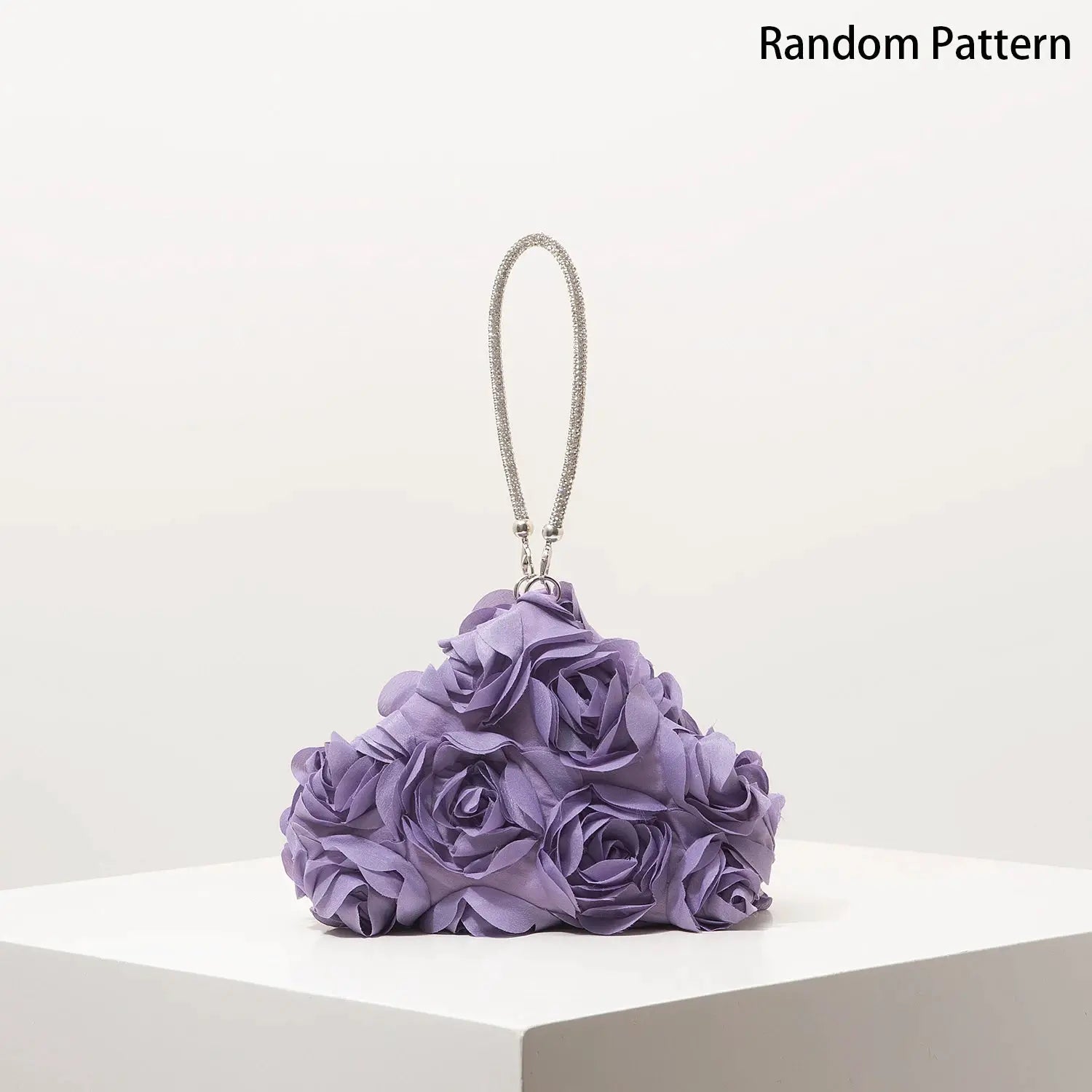 Mini purple floral purse with silver beaded chain strap for bridal events by Simples Market