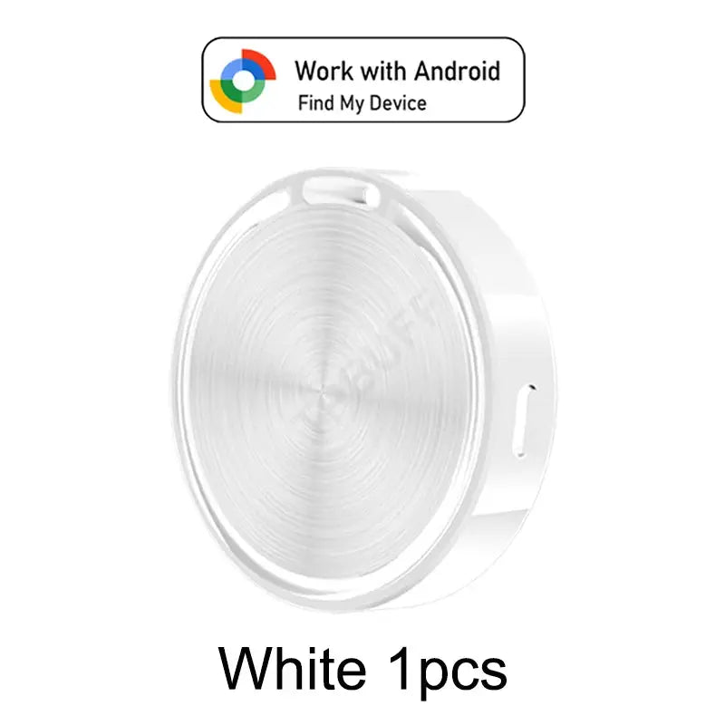 White circular Bluetooth tracker disc, 1pc, compatible with Android Find My Device