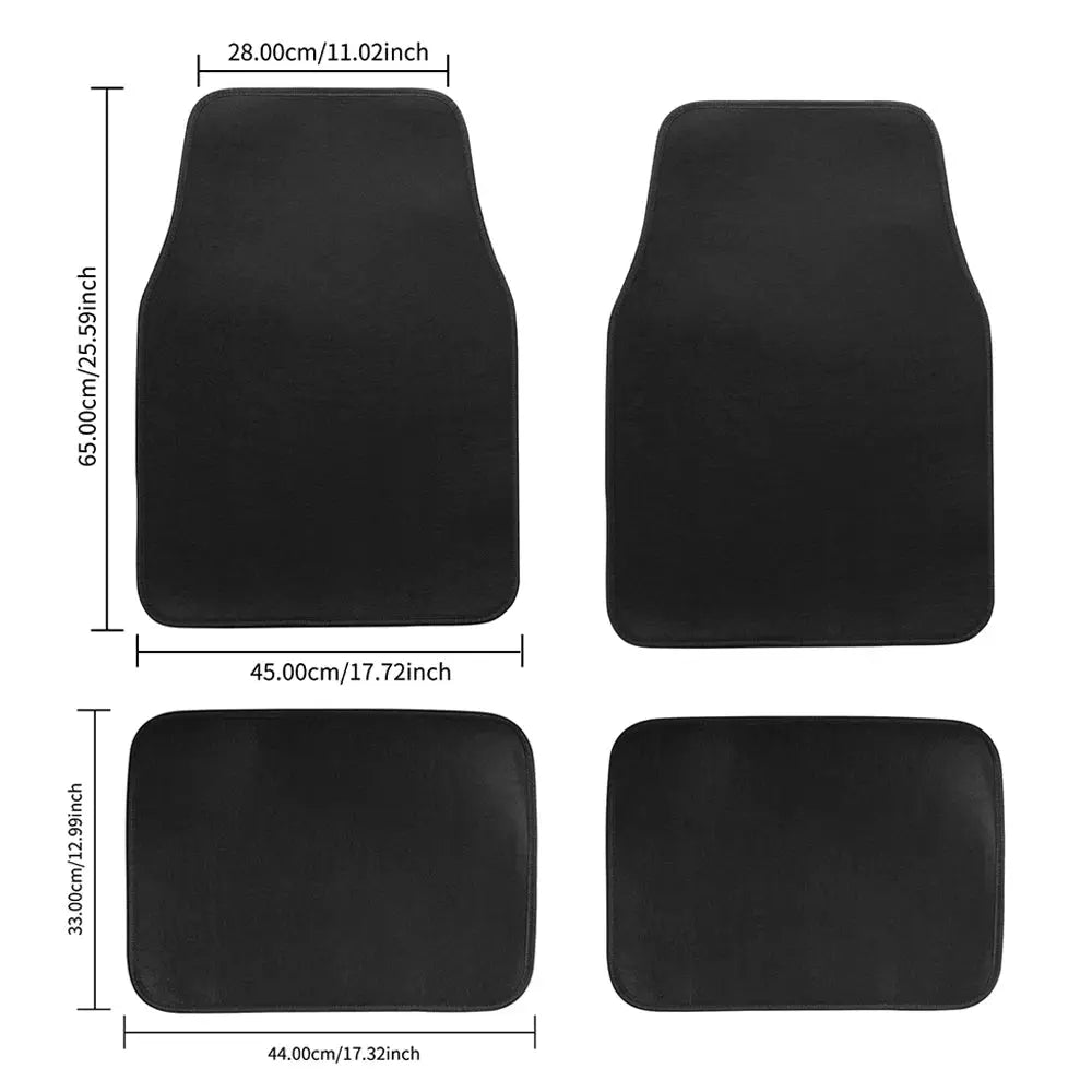 Simples Market black carpet car floor mat set for front and rear, universal fit (4 mats)