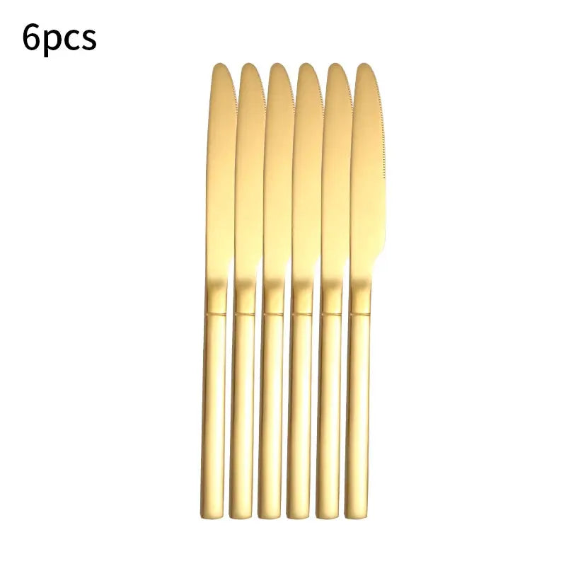 Stainless Steel Cutlery Set 6 Or 30 Pieces With Steak Knife Fork And Dessert Spoon For Restaurants Banquets Parties