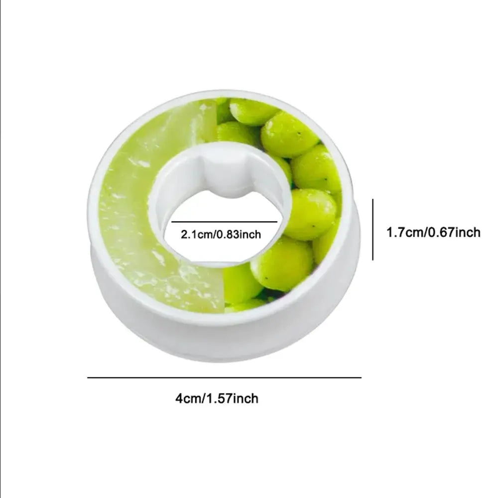 Water bottle flavor pod, white plastic cap with 2.1 cm inner opening; lime fruit background.