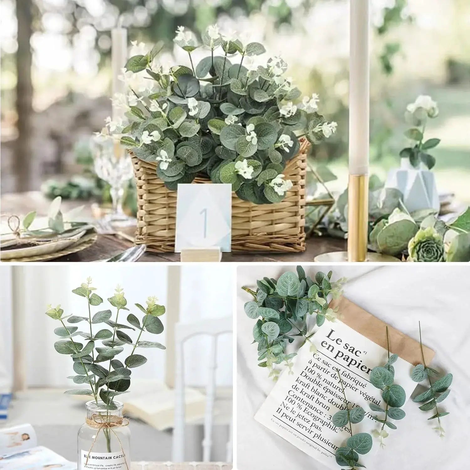 5 10 20 Pcs Eucalyptus Leaf Stems Artificial Green Plants For Living Room Decor Wedding Bouquets Vases Centerpieces