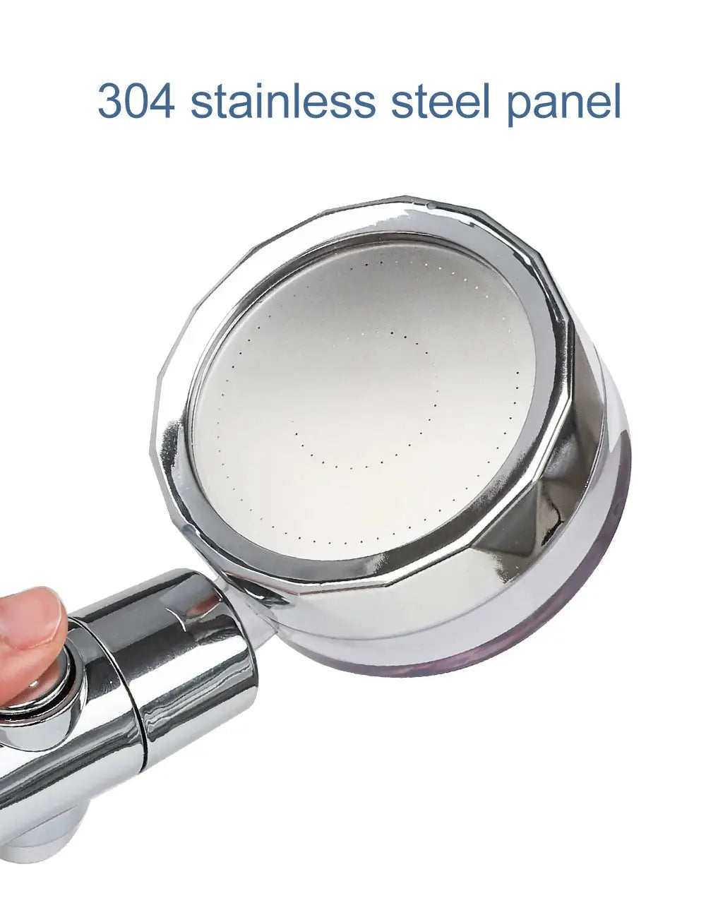 Chrome handheld shower head by Simples Market with high-pressure spray and one-click stop