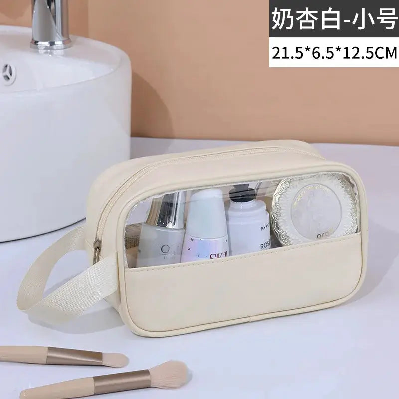 VoyageGlow Transparent Cosmetic Bag Large Capacity Waterproof Travel Makeup Organizer Clear PVC