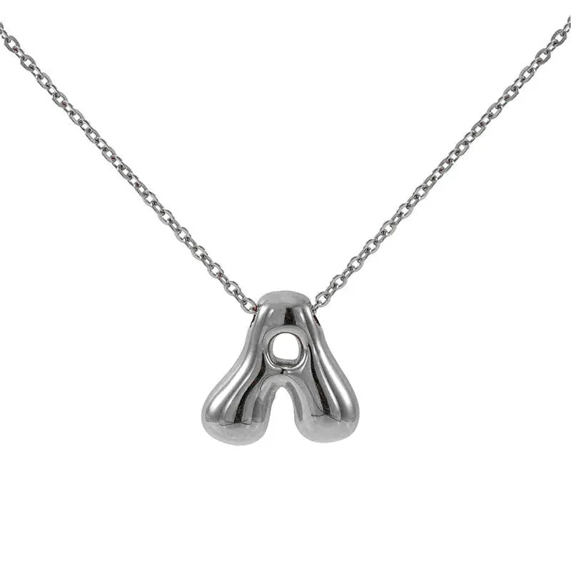 26 Initial Letter Necklace 18K Stainless Steel Balloon Bubble Style For Women Personalized Jewelry Gift Wholesale