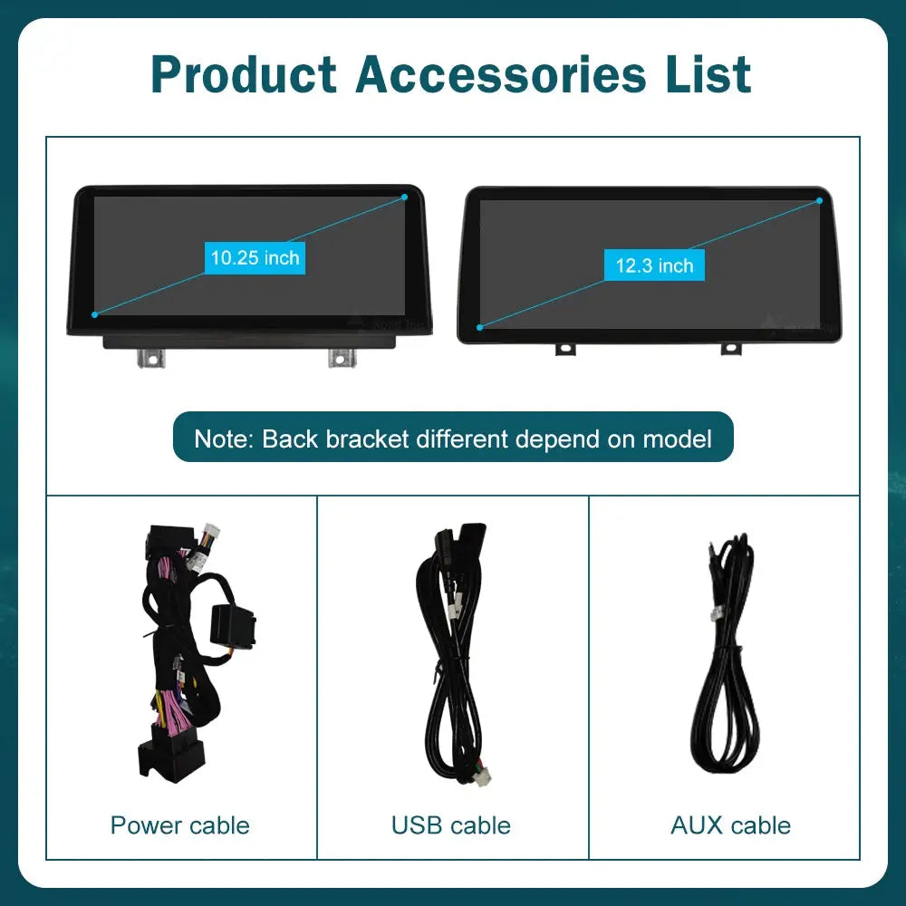 Simples Market wireless CarPlay/Android Auto multimedia displays (10.25 inch and 12.3 inch) with power, USB and AUX cables