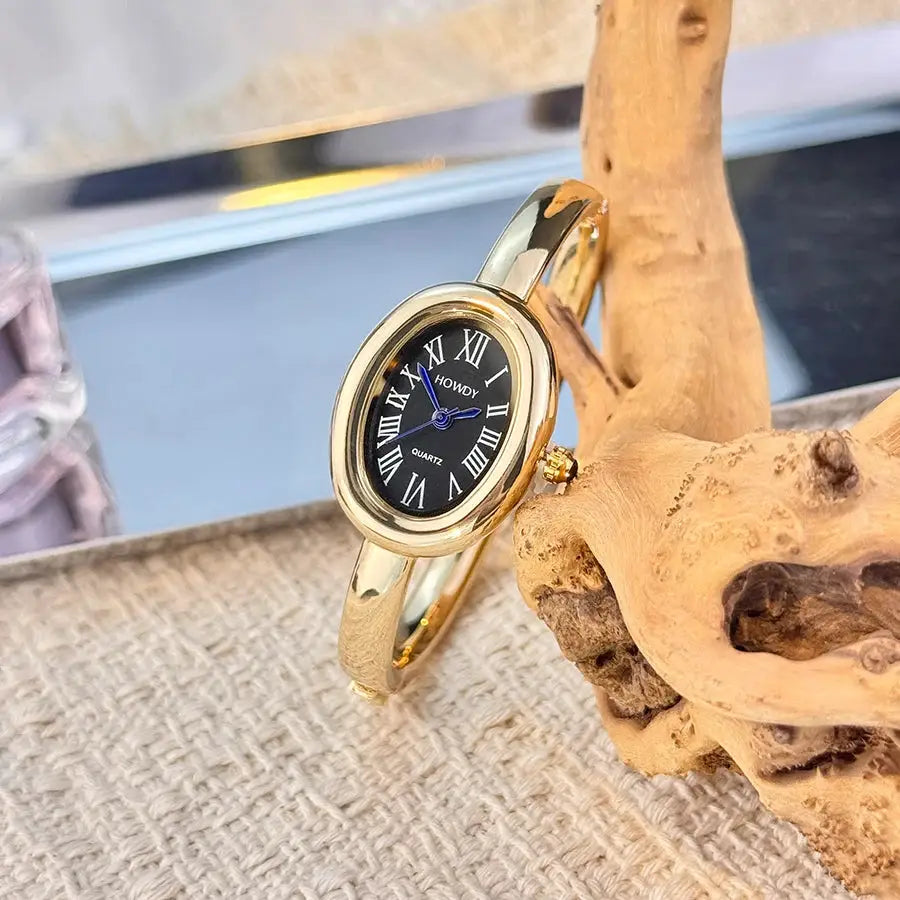 Luxora Bath Tub Bracelet Watch For Women With Oval Quartz Case And Small Dial Roman Numerals