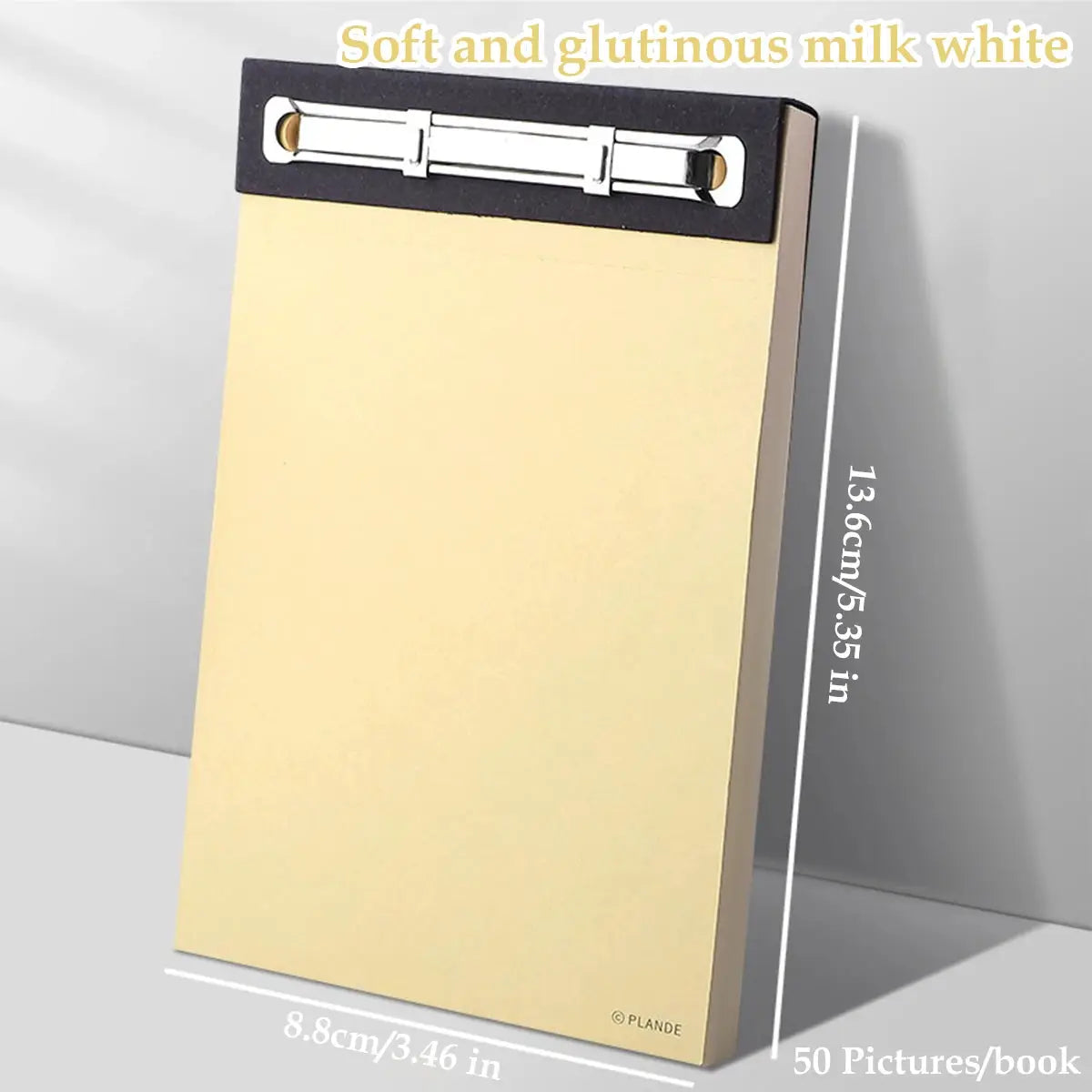 Plande notepad with 75 sheets, cream blank pages, top metal clip binding, Simples Market