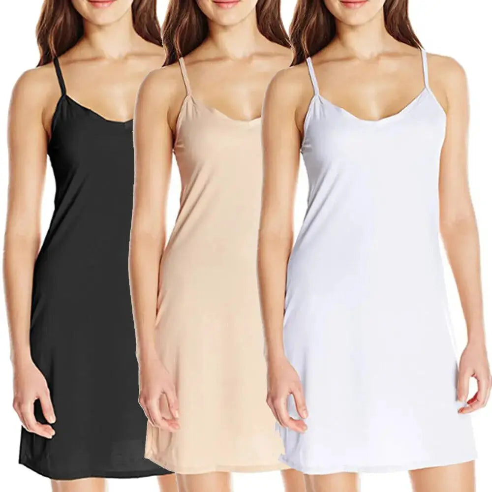 Plus Size Ice Silk Full Slip Dress Seamless Sleeveless Lightweight Underskirt Breathable Summer Wear