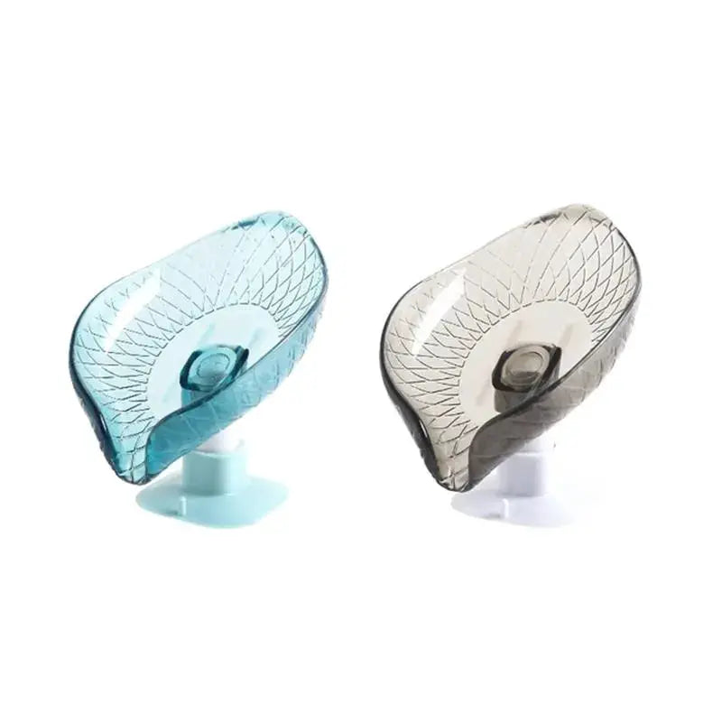 Simples Market 2-pack suction cup draining soap storage rack in blue and clear translucent colors