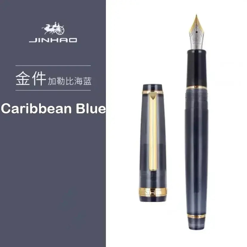 Jinhao 82 fountain pen in Caribbean Blue with gold trim, extra-fine nibs 0.7/0.5/0.38mm