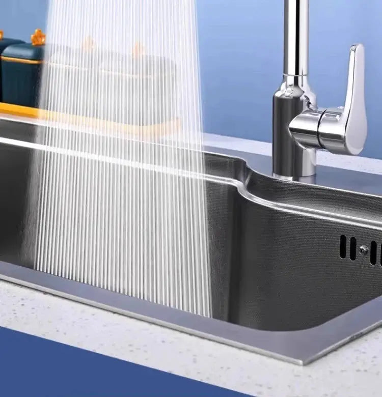 Kitchen faucet spray nozzle by Simples Market, chrome waterfall with three-mode universal swivel extension