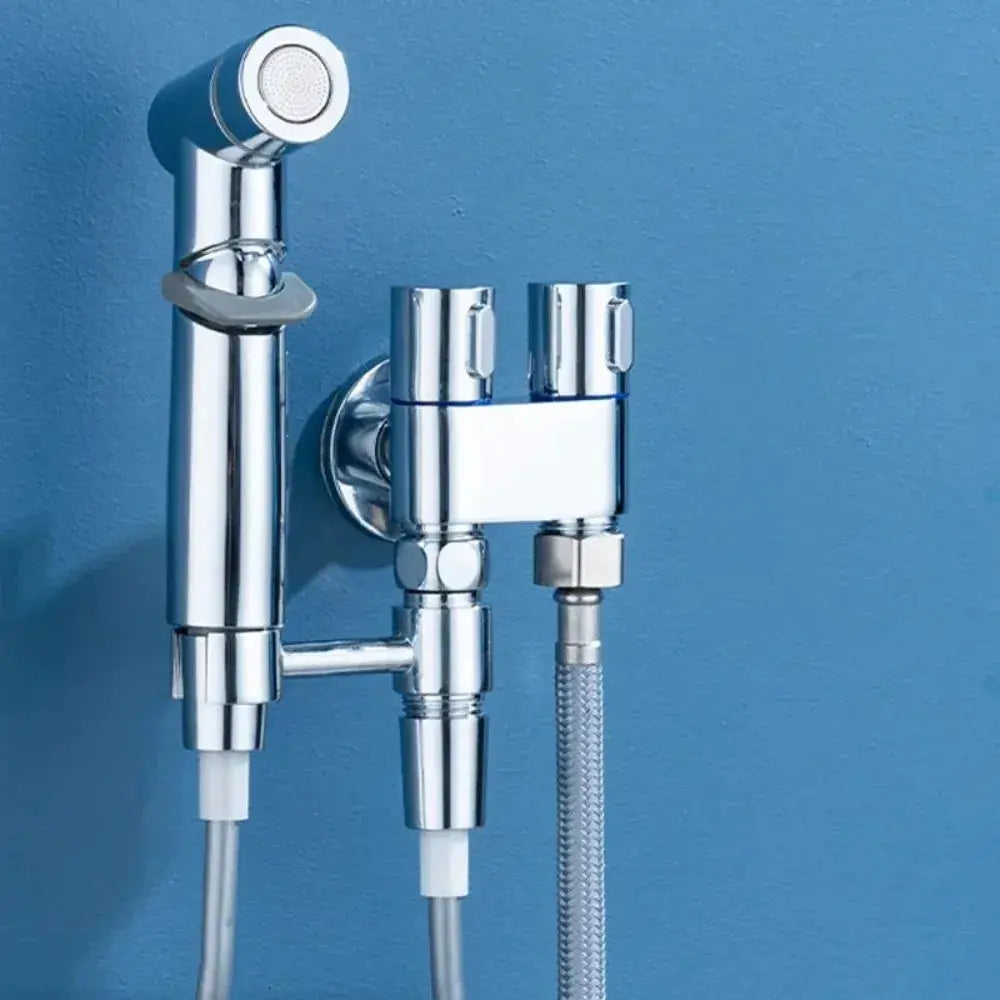 Simples Market chrome toilet bidet spray set with handheld sprayer and braided hose, 3-piece kit
