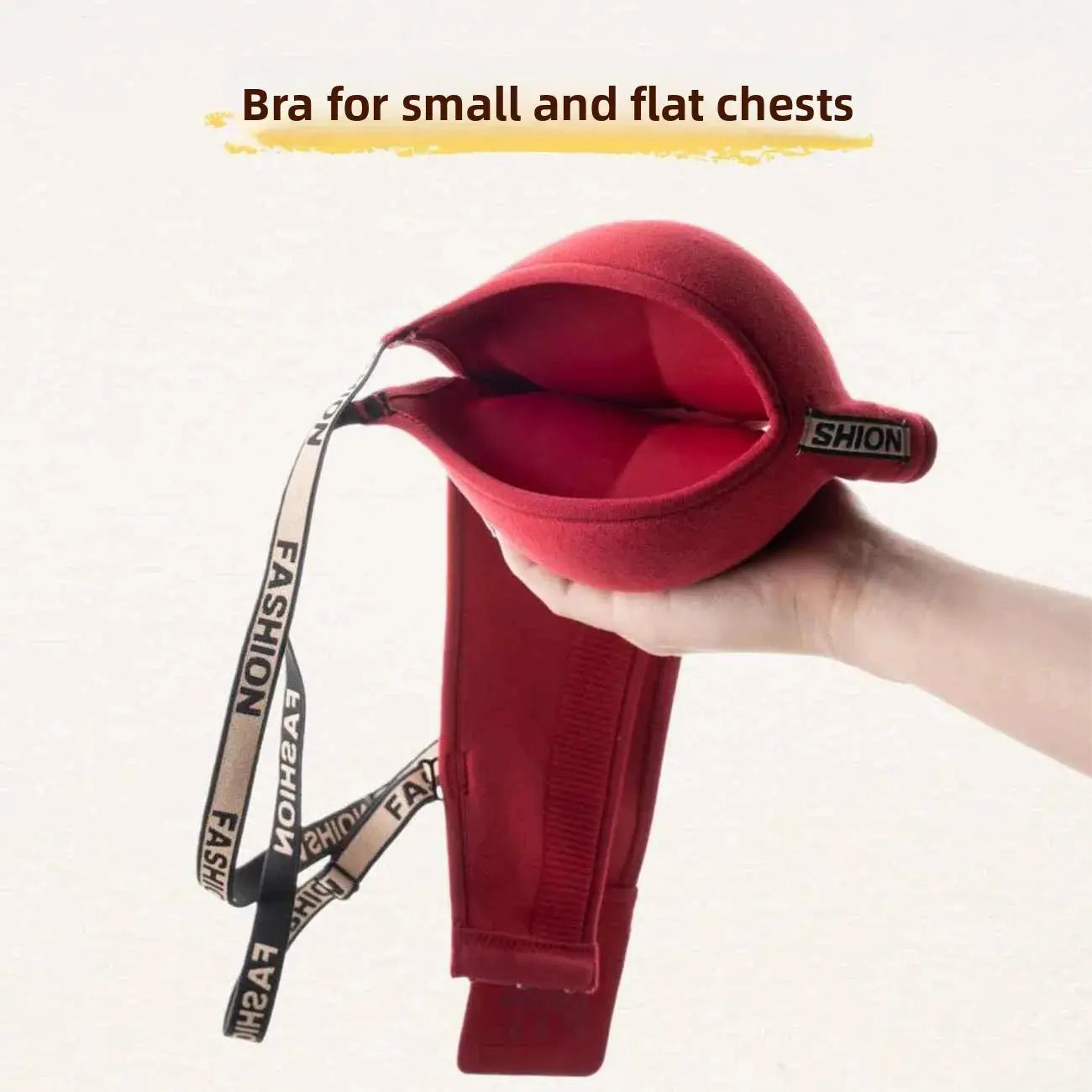 Red wireless push-up bra for small chests with seamless lift, Simples Market