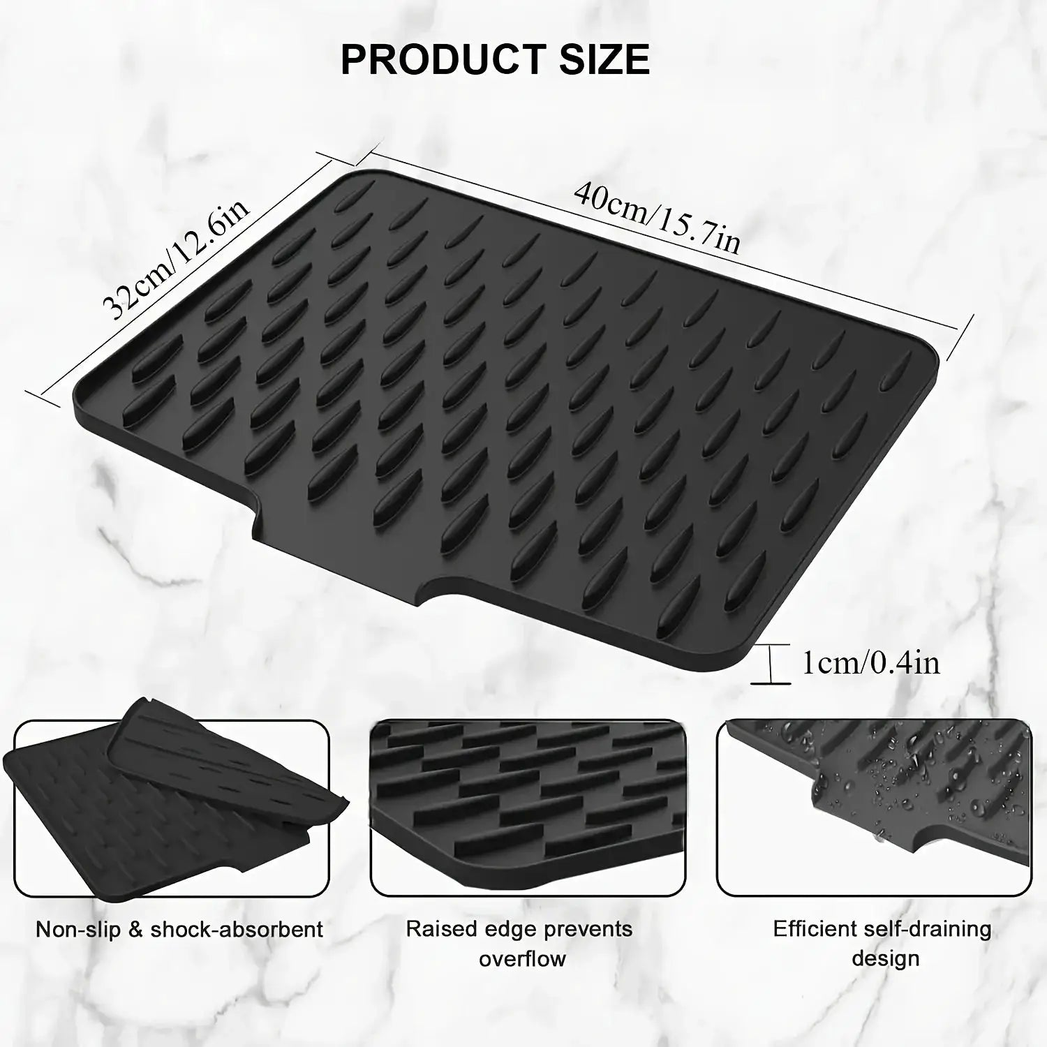 Kitchen Silicone Drain Mat With Built In Drainage Design Easy To Clean Suitable For Countertops Sinks And Refrigerators