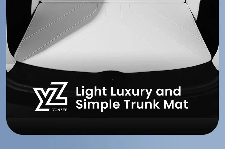 Tesla Model Y trunk mat by Simples Market, white leather, waterproof, non-slip, full-surround liner