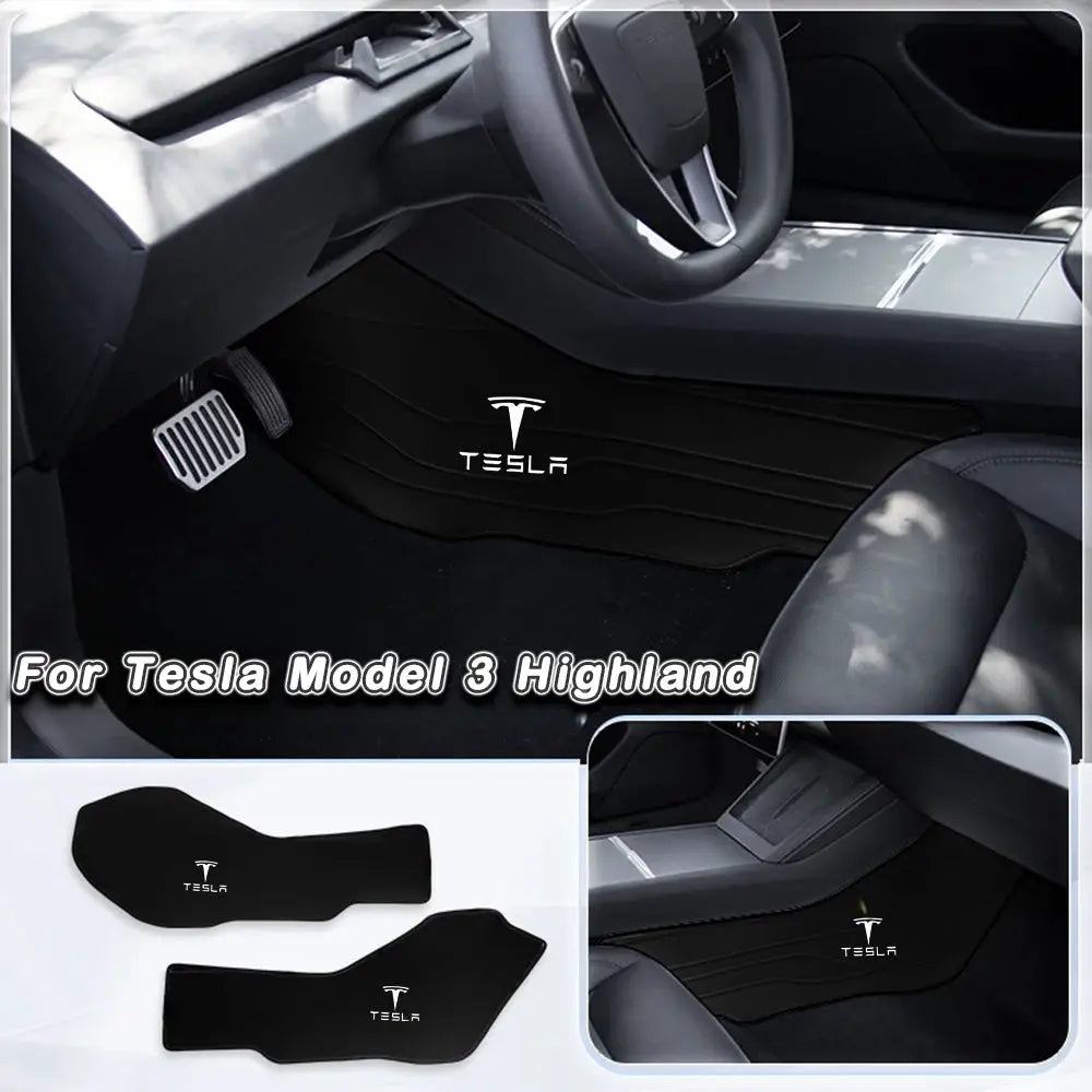 Tesla Model 3 Highland interior floor mats, 2-piece black set with Tesla logo