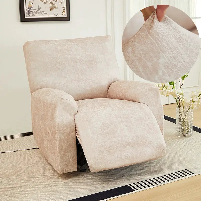 Simples Market beige PU recliner cover; waterproof stretch protector.