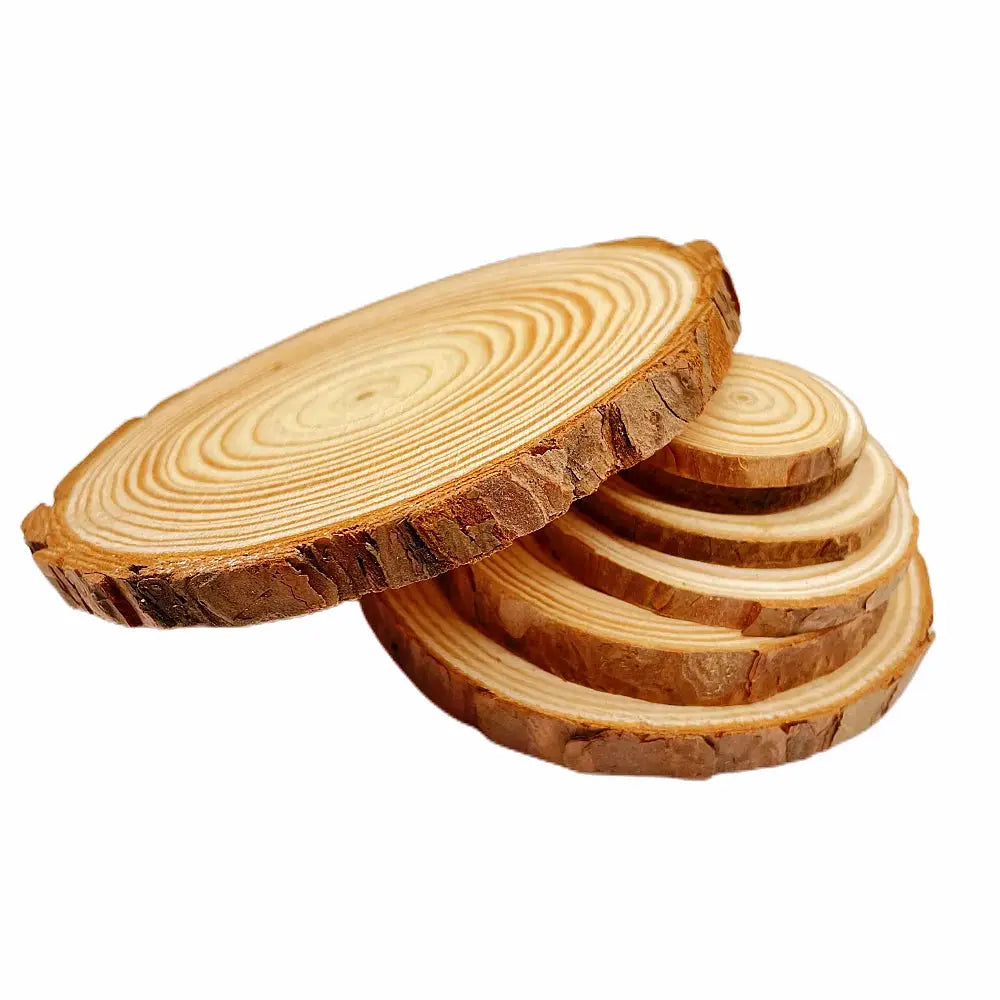 Natural Pine Wood Slices Round Discs Bark Edge 1 Pack Unfinished For DIY Crafts Wedding Decor Painting 3 To 12 Cm