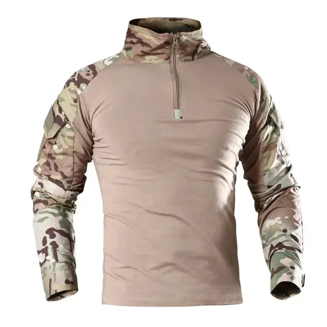 Mens Camouflage Long Sleeve Tactical Shirt For Outdoor Hiking Hunting And Climbing Army Military Style