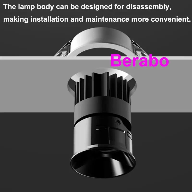 Recessed LED Downlight COB by Simples Market, black housing, dimmable 12–24W anti-glare ceiling light
