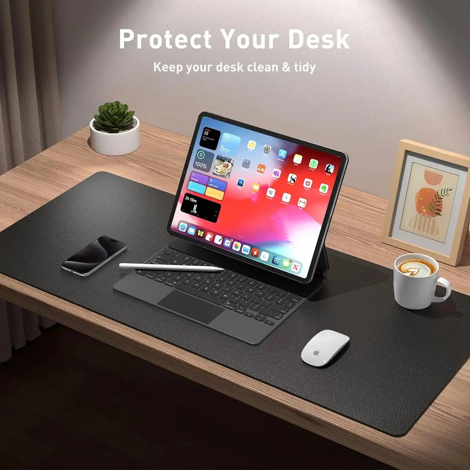Large Waterproof PU Leather Desk Mat And Mouse Pad For Home Office Gaming Desk Pad With Non Slip Backing