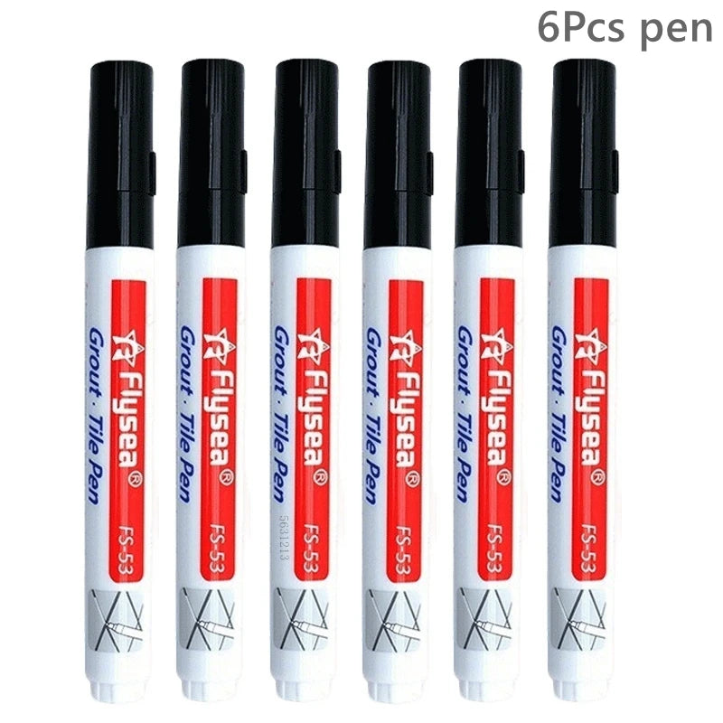 Grout pen set, 6 waterproof tile markers in black, white, beige by Simples Market