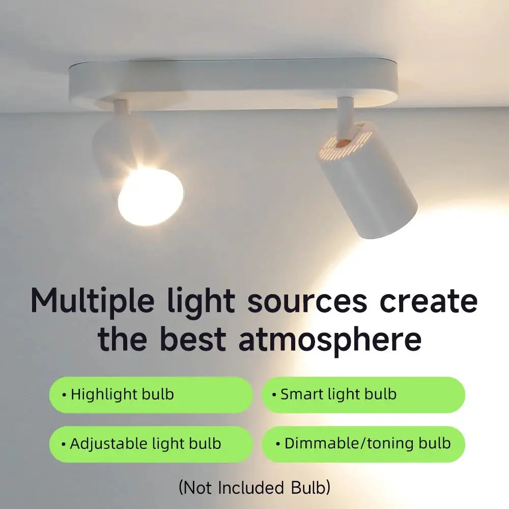 Modern GU10 LED spotlight ceiling light with two adjustable heads, white finish, Simples Market