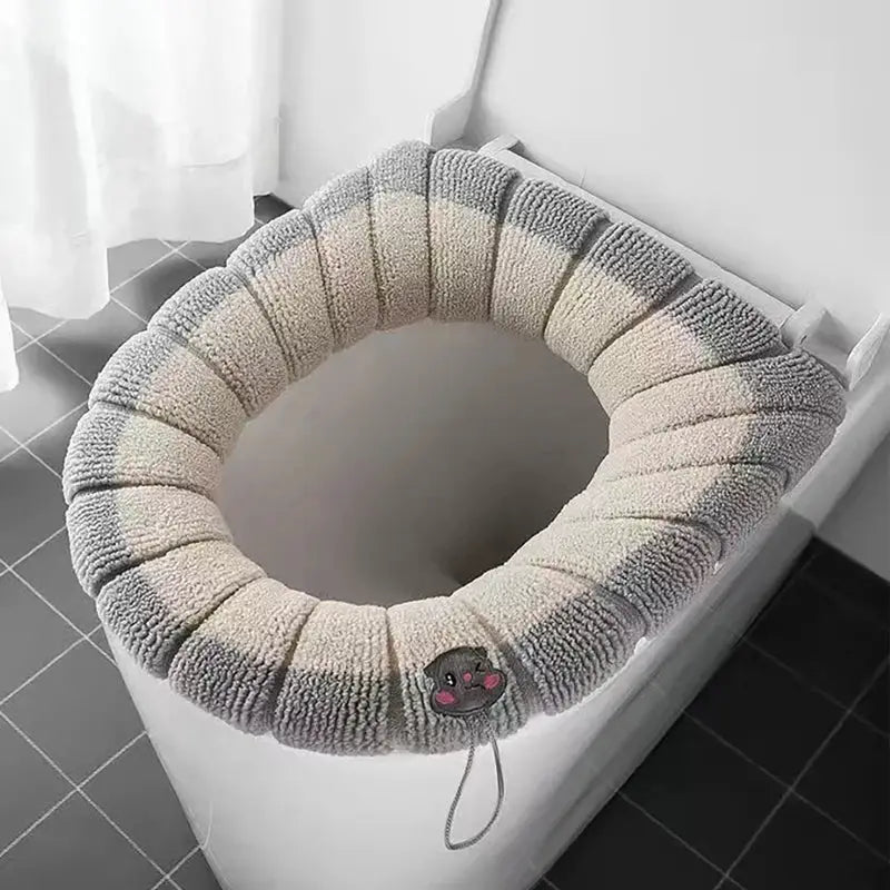 CozyNest Universal Pumpkin Pattern Toilet Seat Cover And Warm Mat Soft Hygienic Comfort For Most O Type Toilets