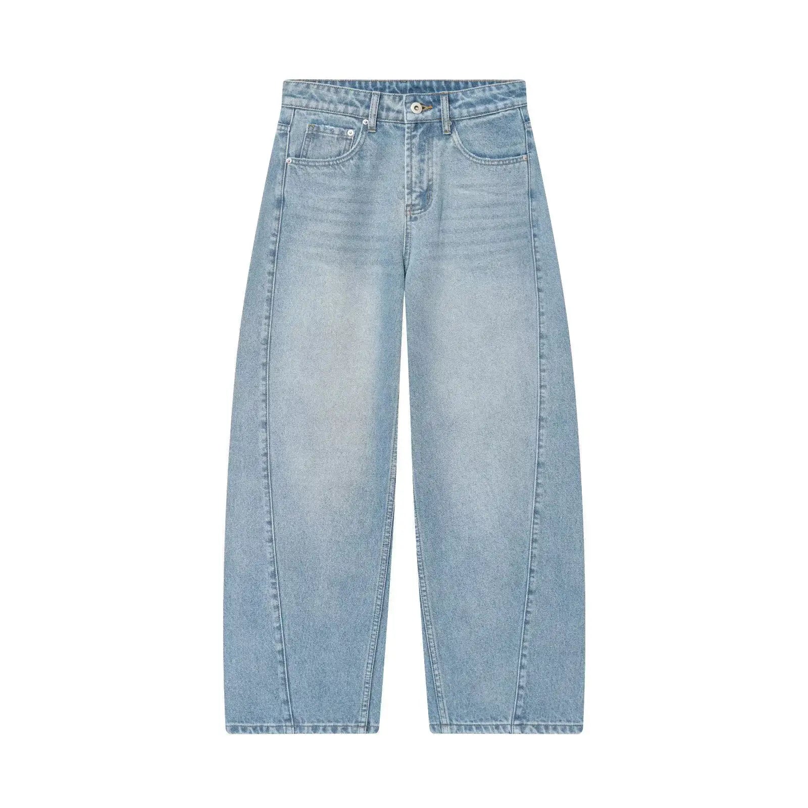 European And American Style 2025 Winter Mid Waist Balloon Jeans