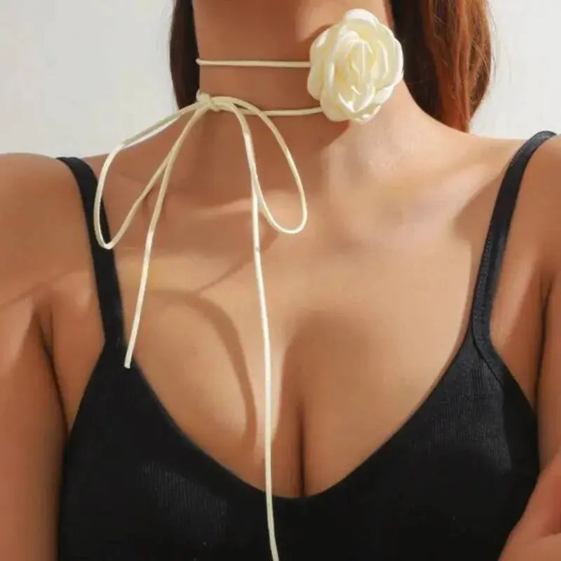 Exquisite Imitation Pearl Choker Necklace With Velvet Lace Up Bow Tie Design For Women Party Jewelry