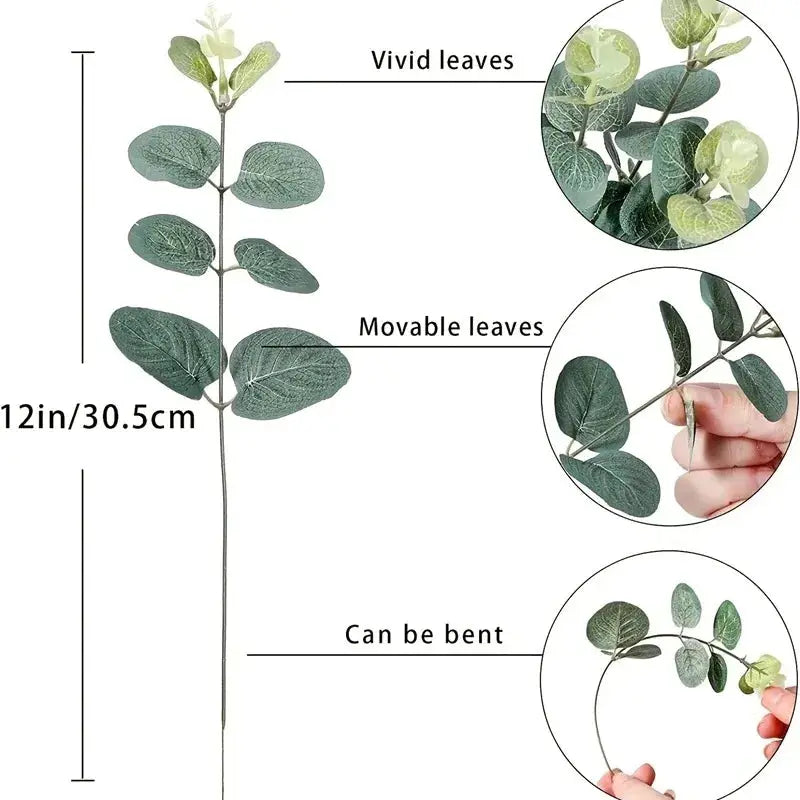 5 10 20 Pcs Eucalyptus Leaf Stems Artificial Green Plants For Living Room Decor Wedding Bouquets Vases Centerpieces