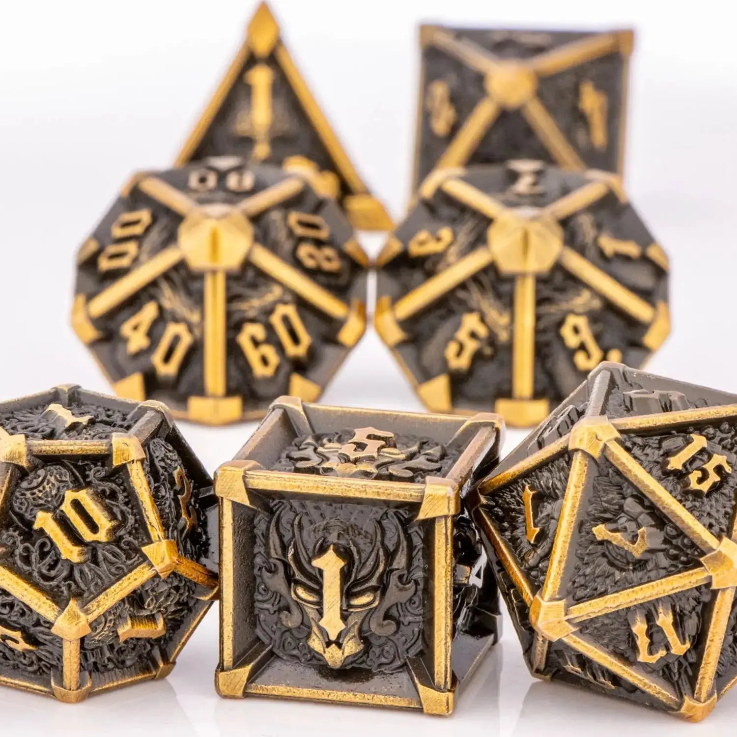 Skull And Dragon Metal Dice Set For Dungeons And Dragons Polyhedral Dice For Tabletop RPGs