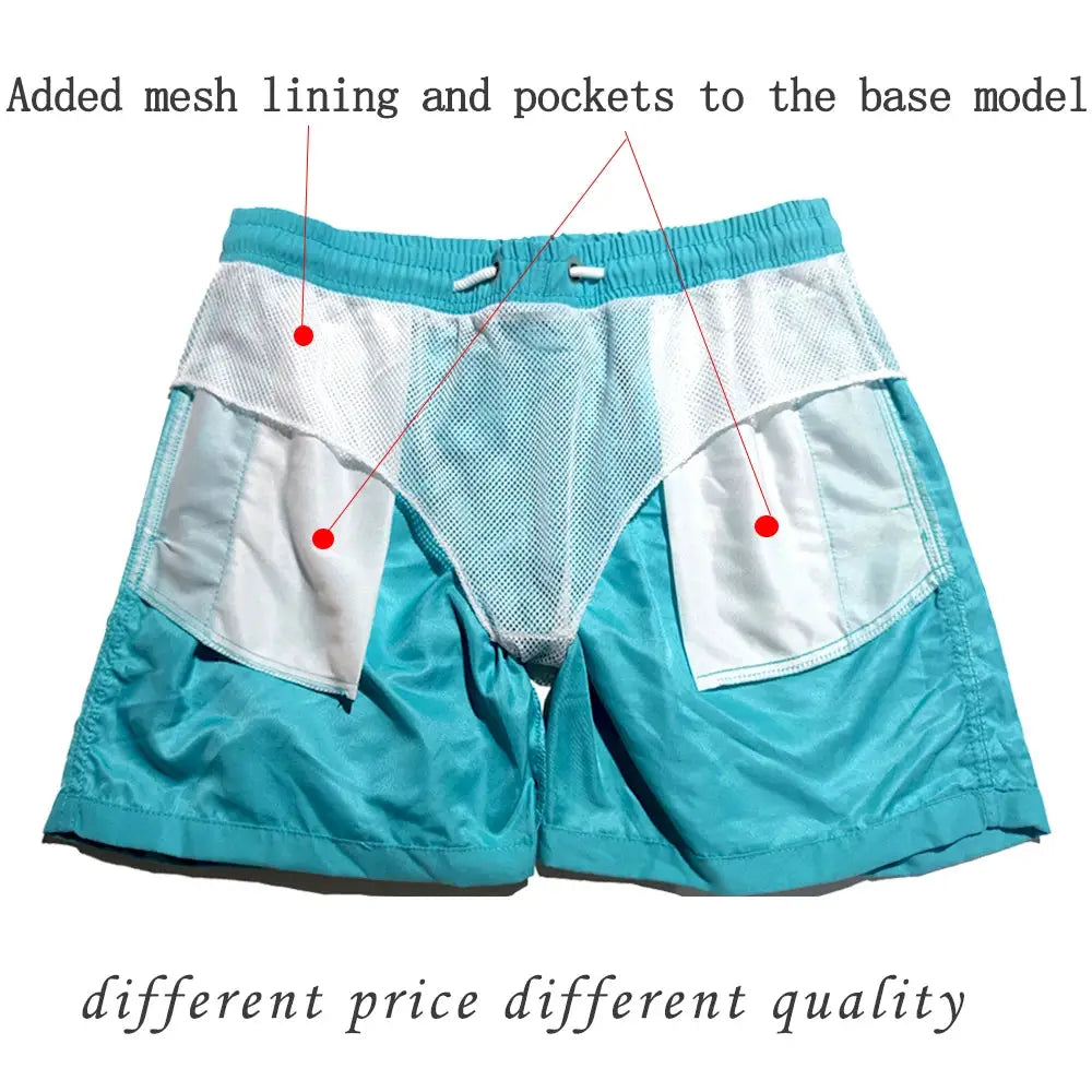 Men's teal quick-dry swim shorts by Simples Market with breathable mesh lining and pockets.
